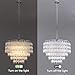 TOCHIC Modern Capiz Shell Crystal Chandelier 6-Light Chrome Coastal Chandelier for Living Dining Room Bedroom Nuture Seashell Boho Semi Flush Mount Ceiling Light Fixture for Kitchen Island Foyer