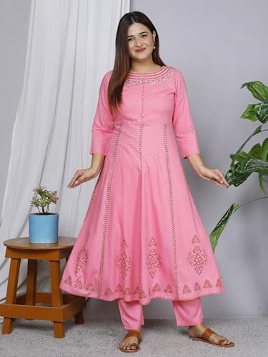 Image of Anarkali Kurta Pant Dupatta Set Embroidered