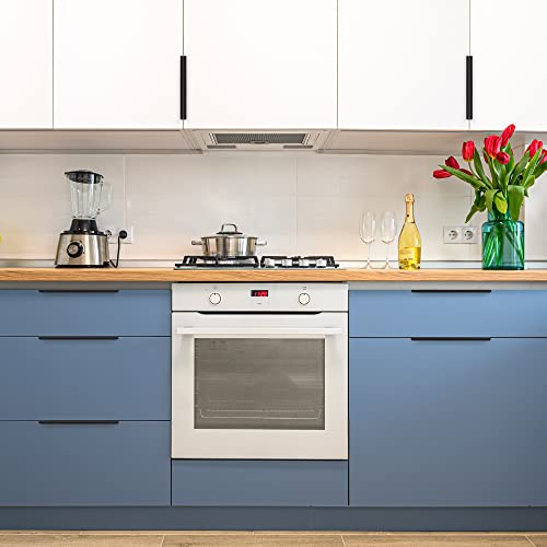 Image of 6 Pack Finger Pulls for Cabinets - 224mm /8.8in Hole Center Black Handles | 300mm /11.81 inch Overall Length, Edge Pulls, Concealed Tab Kitchen Drawers Pulls, Easy Install, Screws Included, Rust-Resistant