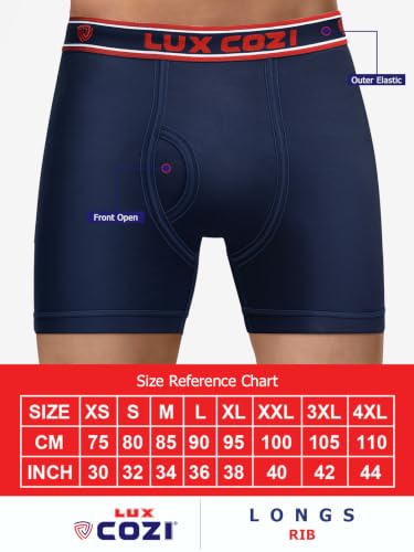 Image of Lux Cozi Men's Long Trunk Underwear Pack of 5 | Premium Super Combed Cotton Boxer Briefs for Men | Breathable,Moisture-Wicking | Soft Waistband | Comfortable Innerwear | Color May Vary