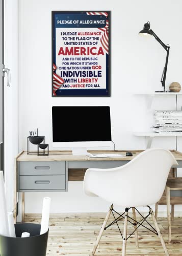 Image of Pledge Of Allegiance Poster For Classroom Homeschool Wall Decorations Educational Classrooms United States American Decor Cool Wall Art Print Poster 12x18