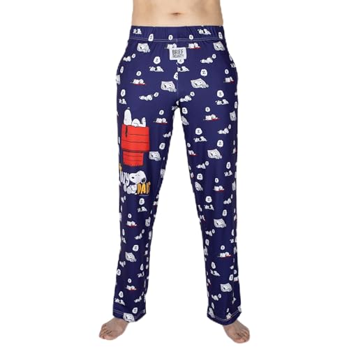 BRIEF INSANITY Snoopy Unisex Lounge Pajama Pants - Comfy, Loose-Fit Pajamas, Ultra-Soft Pj Pants - Snoopy Lazy Days Sleep Bottoms (X-Large)