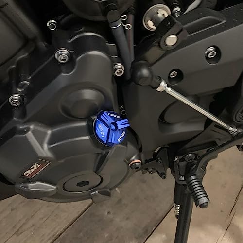 Motorradzubehör CNC-Öleinfüllkappe Motorsteckerabdeckung passend für Yamaha MT07 MT-07 Tracer 7 700 gt FZ07 XSR700 2014-2021 2022 2023 2024 2025 MT 07 zubehör (Blau)