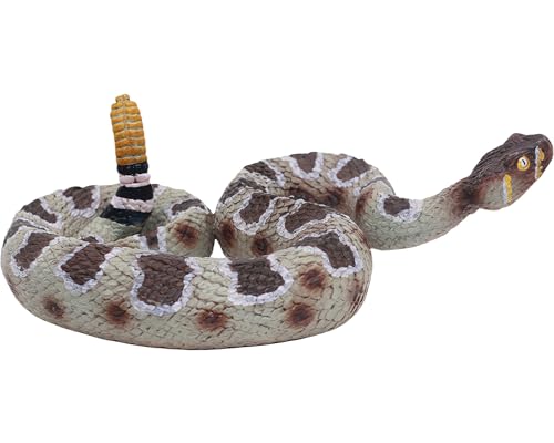 Gemini&Genius Rattlesnake Toy for Kids, Snake Habitat Reptile Toy, Rattler Animal Action Figure, Desert Animal Toys, Halloween Prop Kids Gifts