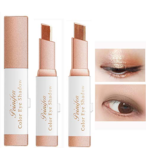 Eyeshadow Stick,Double Colors Eye Shadow Stick Glitter Shimmer Eyeshadow Gradient Eyeshadow Makeup Stick Waterproof Eyeshadow 2pcs (#4 Earth Tone/ #2 Brown coffe)