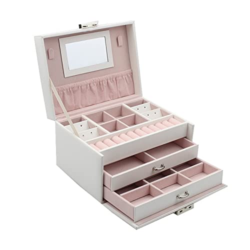Joyero organizador de 3 capas con compartimentos grandes para collares y anillos, estuche de almacenamiento de accesorios para el hogar