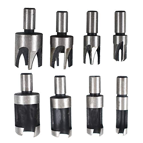 Findmall DOES NOT APPLY 8 Pcs Wood Plug Cutter Drills Straight And Tapered Taper Carbon Steel Drill Bit Set 5/8 Inch 1/2 Inch 3/8 Inch 1/4 Inch Woodworking Cutting Tool Cork Drill Bit Knife thumb #2