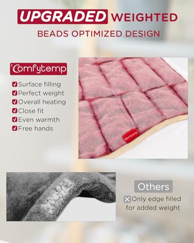 Image of Comfytemp Heating Pad for Neck and Shoulders and Back, 2.6lb Weighted Electric Heating Pads FSA Eligible, Mothers Day Gifts for Mom Women Her, HSA Large Heated Wrap - 9 Heat Settings & 11 Timers, Red