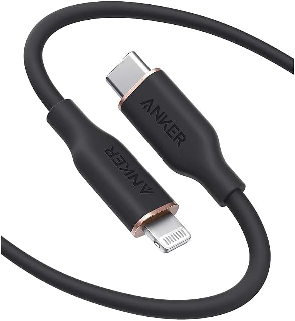 Anker PowerLine III Flow, USB C to Lightning Cable for iPhone 13 13 Pro 12 11 X XS XR 8 Plus [MFi Certified, 6ft, Midnight Black] Supports Power Delivery, Silicone Cable (Charger Not Included)