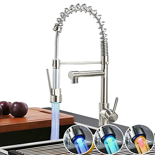Saeuwtowy Led Grifo Cocina Latón Níquel Cepillado Grifo Cocina Extraíble Con Caño 360 Giratorio 2 Funciones Grifo Mezclador Para Agua Fría Y Caliente Grifos Fregadero Saeuwtowy Led Grifo Cocina Latón Níquel Cepillado Grifo Cocina Extraíble Con Caño 360 Giratorio 2 Funciones Grifo Mezclador Para Agua Fría Y Caliente Grifos Fregadero