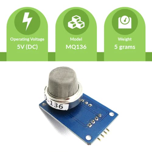 Image of Robocraze MQ-136 Gas Sensor Hydrogen | Hydrogen Sulfide H2S Detection Gas Sensor Module Compatible with Arduino Uno, Raspberry Pi & Microcontrollers for Air Quality and Gas Monitoring(Pack of 1)