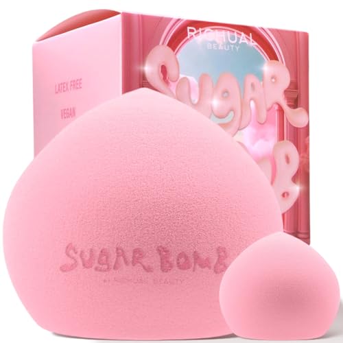 BIG SUGAR BOMB BLENDER Set by Richual Beauty ~ Butter Soft Marshmallow Makeup Sponges for Face & Body ~ Incl: 1 LARGE & 1 MINI Mochi Makeup Sponge ~ Flawless Application of Foundation Creams & Powders