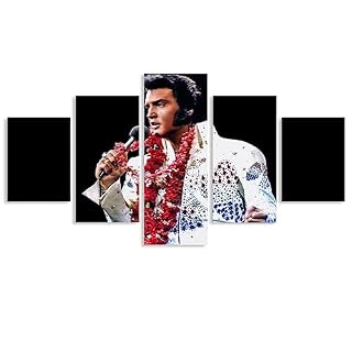 AScdap Elvis Presley Impression Toile chanteur de rock 5 Parties Tableau Tableaux Decoration Murale Photo 60Wx32H - Les Beatles, Paul McCartney, John Lennon, RIngo Starr, George Harrison
