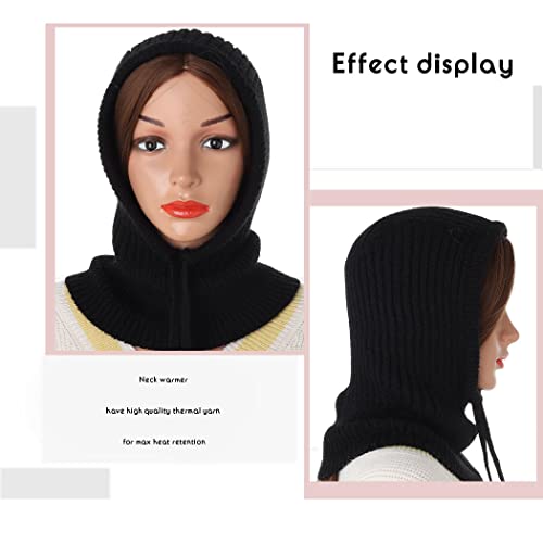 Balaclava Women Knit Winter Hats Warm Hooded Scarf Hat Warm Knitted Men Women Scarf Warm Winter Hats3
