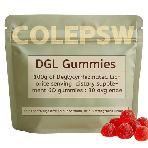 COLEPSW DGL Gummies | Licorice Root Extract 400mg DGL | Supports Digestive Health | Vegan and Gluten-Free | Delicious Berry Flavor 60 Gummies (1)