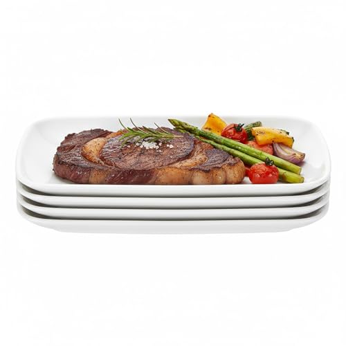 4pcs Rectangular White Melamine Plates, 7.5 Inch Plastic Serving Platter, Unbreakable Serving Trays for Dinner, Dessert, Appetizer, Stackable Rectangular Platters for Weddings, Birthdays & Home Use 4pcs Rectangular White Melamine Plates, 7.5 Inch Plastic Serving Platter, Unbreakable Serving Trays for Dinner, Dessert, Appetizer, Stackable Rectangular Platters for Weddings, Birthdays & Home Use