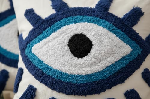 Furnistitchs Premium Decorative Throw Cushion Pillow Cover Boho Home Decor - Living Room Bedroom Couch Sofa Cushion Covers 16 inch x 16 inch (2, Blue Cross)