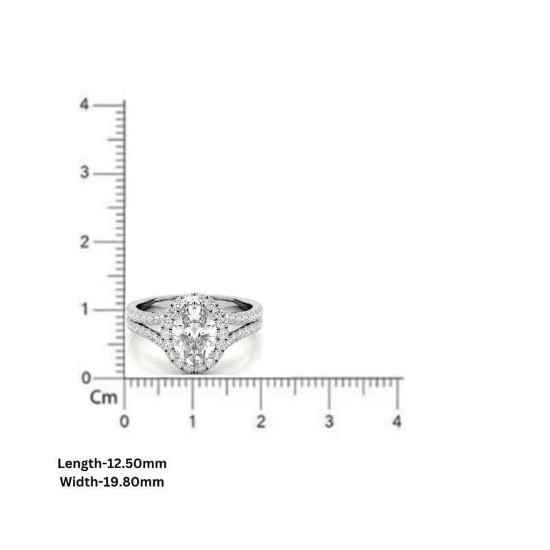 Oval Halo Engagement Ring for Women | White Gold Plated | Split Shank Pavé Band | Luxury Wedding, Anniversary, or Proposal Jewelry3