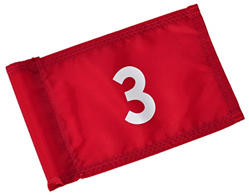 Backyard Putting Green Numbered Golf Flag - Numbered Golf Flag - Red and White 1, 2, 3, 4 (Red with White Numbers, # 3)