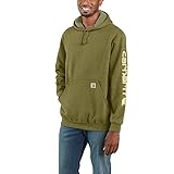 Carhartt Sudadera con capucha para hombre de corte holgado, con logotipo de manga corta, color verde jaspeado, talla: XL