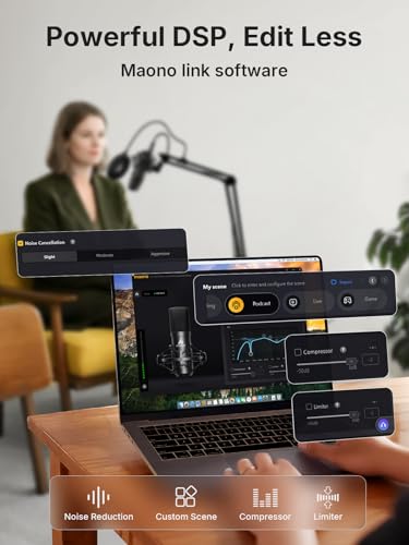 Image of MAONO XLR /USB Condenser Microphone: 192kHz /24Bit Plug & Play PC Computer Podcast Cardioid Metal Mic Kit with Software, Professional Sound Chipset for Recording, Studio, Singing, YouTube A04 Gen2