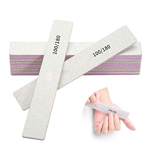 10Pcs Professional Nail File Double Sided Emery Board 100/180 Grit Nail Buffering Files and Manicure Pedicure Tool
