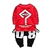 BeautyTop Baby Kleidung Set, 2Pcs Kleinkind Baby Kind Junge Mädchen Outfits Brief Drucken T-Shirt Tops + Hosen Kleidung Set (90/2T, Rot)