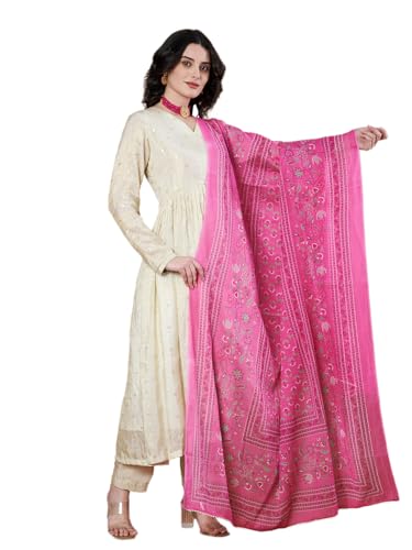 Image of Women's Cotton Blend Floral Print Dupatta with 2.20 Meters | Women's cotton printed dupatta with tassels