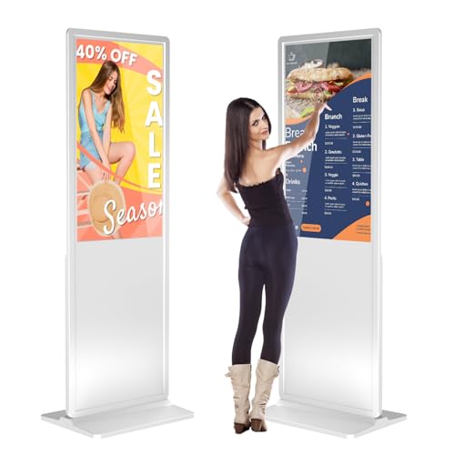 Image of JIYANG 32.5 Inch Indoor Touchscreen Digital Signage Displays Digital Interactive Kiosks LCD Totem Monitor with WiFi /USB Input Auto Media Player Android System(White,Touchscreen)