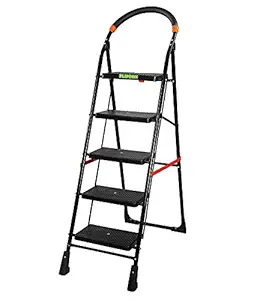 FLIPZON Heavy 5 Steps Folding Ladder (Multicolour, 5.1 ft)(Alloy Steel)