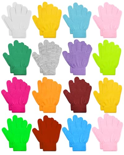 Image of ONESING 16 Pairs Kid Gloves Knitted Children Gloves Bulk for Boys Girls - Stylish and Snug Winter Accessories
