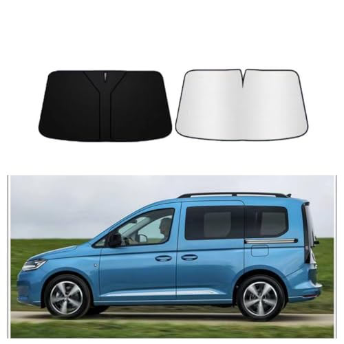 HLGFS Parasol Coche Delantero para Volkswagen Caddy,Plegable Reflectante Protector Solar Interior Cubierta Parabrisas Automóvil Protección UV Accesorios para Coche En Verano