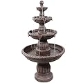 Sunnydaze Mediterranean 49-Inch 4-Tiered Outdoor Water Fountain - Electric Submersible Pump - Fiberglass and Resin