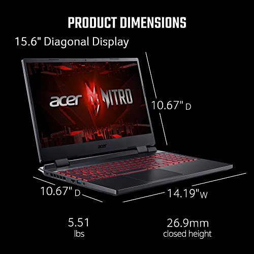 Acer Nitro 5 AN515-58-57Y8 Laptop para jogos | Intel Core i5-12500H | NVIDIA GeForce RTX 3050 Ti GPU para laptop | Tela IPS FHD 15,6' 144Hz | DDR4 de 16GB | SSD 4ª geração de 512GB glide