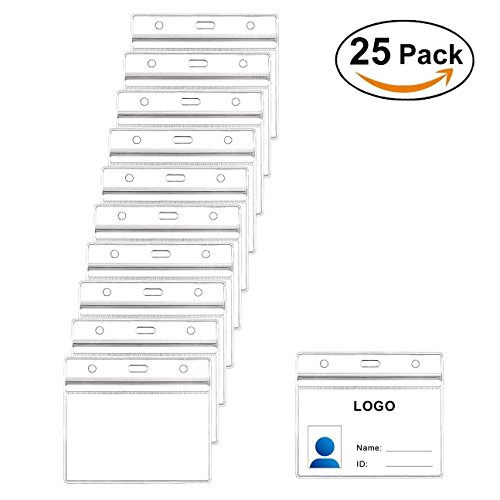 ID Badge Holder Horizontal Clear Plastic Name Tag Holders Waterproof