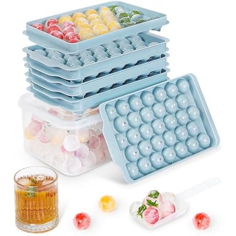 Optish 3 Pack Ice Trays for Freezer, 99 PCS Ice Cube Tray with Lid and Bin, Round Ice Cube Trays for Freezer, Circle Ice Cube Tray for Chilling Drinks Cover
