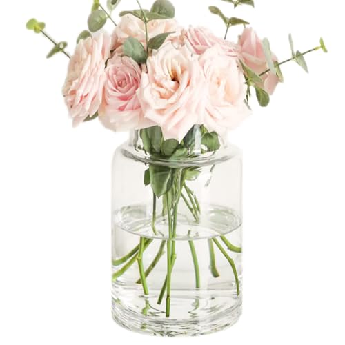 Flower Vases for Centerpieces Innjoii Glass - Large Thicker Clear Glass Vases Wide Big Vintage Modern Mouth Vase Giant Home Decor, Bouquet Modern for Wedding Table, 15(W)*23cm(H)