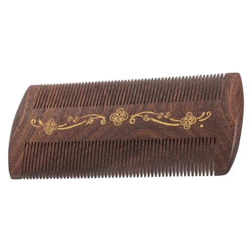 TOVINANNA Peine de Doble Cara de Madera de Sándalo 12 Cm Dientes Finos Dorados para Cuidado del Cabello y Eliminación de Caspa, Compacto y Portátil para Uso Diario en Belleza y Cuidado