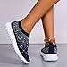 Women's Sparkly Rhinestone Shoes Comfortable Slip On Mesh Knit Walking Shoes Fashion Breathable Spakle Glitter Sneaker for Casual, Walking, Working, Shopping and More Dark Blue