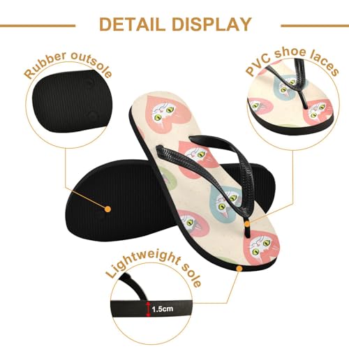 Women Beach Summer Casual Flip Flop Cute Cat HeartQuick Dry Sandals Slipper for Men A23012952