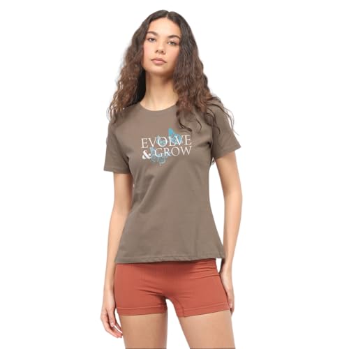 Image of Nobero Women's Graphic Printed T-Shirt | Regular Fit 180 GSM Cotton Tee for Women | Comfortable Round Neck Casual Wear
