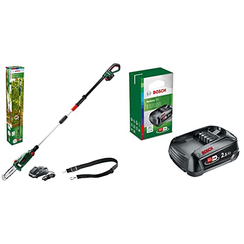 Elagueuse sur perche sans fil Bosch - UniversalChainPole 18 (Livré avec 1 batterie 18V-2,5Ah, Système 18V, coupe: 15cm) & Bosch Batterie PBA 18V 2.5Ah W-B