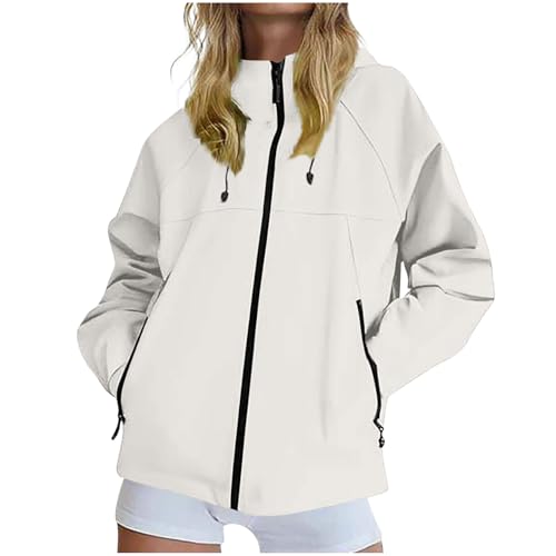 KODMNSW Regenjacke Damen Wanderjacke Wasserdichte Outdoorjacke Softshelljacke mit Mesh-Futter Große Größen Fahrradjacke übergangsjacke Funktionsjacke Dünne Jacke...