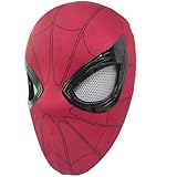 DCKENGO Halloween Hero Mask with Moving Eyes, Full Face Chin Control Eyes, Realistic Role Play Mask Costume for Cosplay, Birthday Gift for Big Kids/Adults (Red)