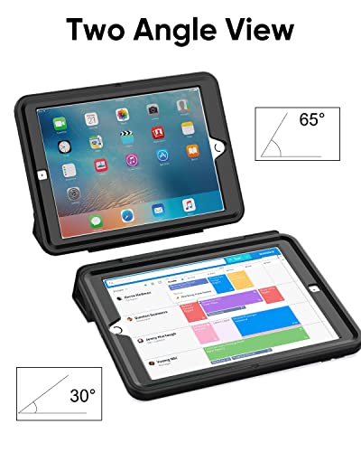 Seymac Ipad 6Th/5Th Generation Case, Durable Sturdy Heavy Duty Shockproof Protection Folio Stand Case With Smart Cover Auto Sleep/Wake For Ipad 9.7 Inch Case, Black #TOP3