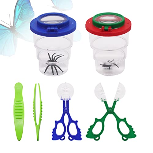 2-tlg. Becherlupen Set Für Kinder - Insektenfänger Mit Lupe & Pinzette