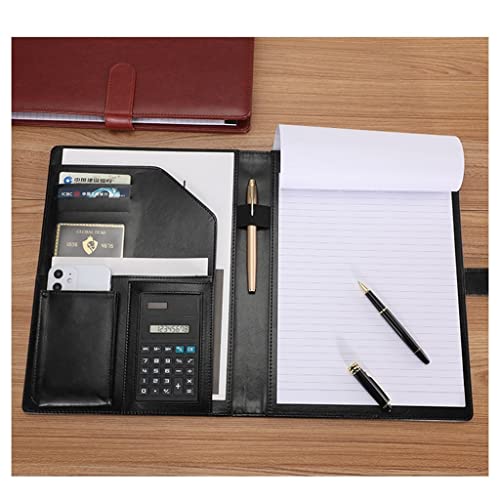 A4 Padfolio Portfolio Organizer Ring Binder With Pockets For Card Tickets Zippered Storage Pouch For Paperstravel Documents Presentation Folder With Notepad (Color : Black) #TOP1
