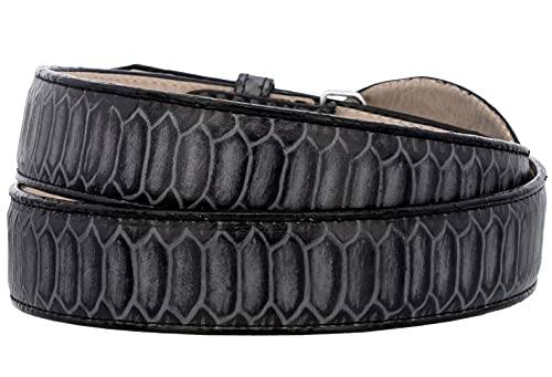 El Presidente Mens Gray Snake Python Print Leather Cowboy Belt Rodeo Buckle2