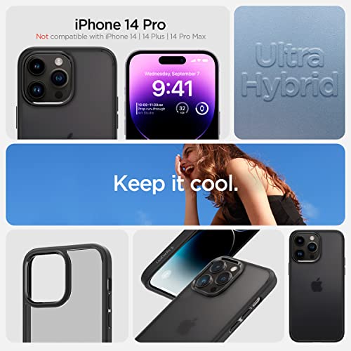 Spigen Ultra Hybrid For Iphone 14 Pro Case [Anti-Yellowing Technology] [Military Grade Drop Protection] Phone Case For Iphone 14 Pro - Frost Black #TOP1