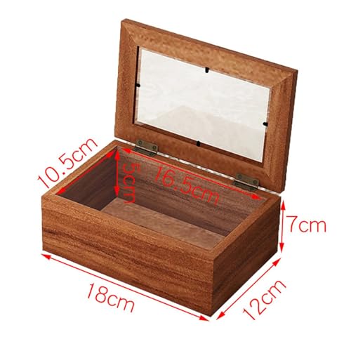 RadianceBiz Caja de Madera con Tapa de Cristal para Guardar Joyas, Antigua Y Resistente, Ideal para Guardar Objetos Diversos, Arte Y Pasatiempos, S - imagen 3